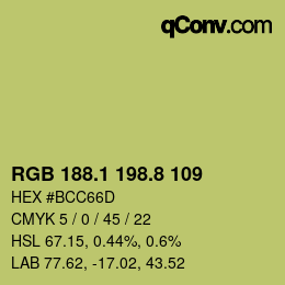 カラーコード: RGB 188.1 198.8 109 | qconv.com