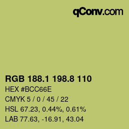 カラーコード: RGB 188.1 198.8 110 | qconv.com