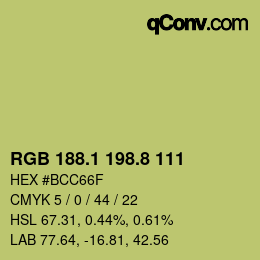 カラーコード: RGB 188.1 198.8 111 | qconv.com