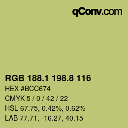 カラーコード: RGB 188.1 198.8 116 | qconv.com