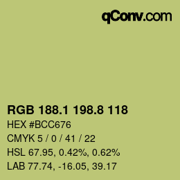 カラーコード: RGB 188.1 198.8 118 | qconv.com
