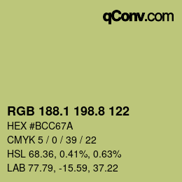 カラーコード: RGB 188.1 198.8 122 | qconv.com