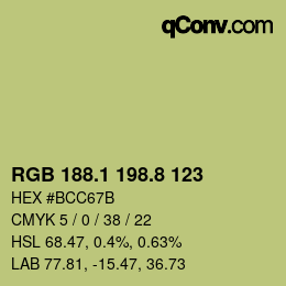 カラーコード: RGB 188.1 198.8 123 | qconv.com