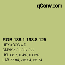 カラーコード: RGB 188.1 198.8 125 | qconv.com