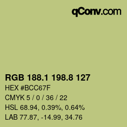 Color code: RGB 188.1 198.8 127 | qconv.com