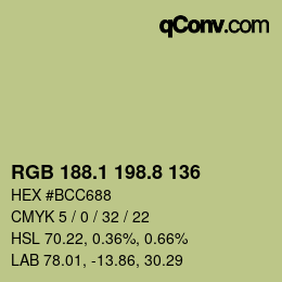 Color code: RGB 188.1 198.8 136 | qconv.com
