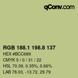 Color code: RGB 188.1 198.8 137 | qconv.com
