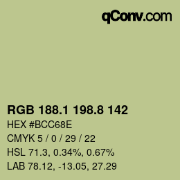 Color code: RGB 188.1 198.8 142 | qconv.com