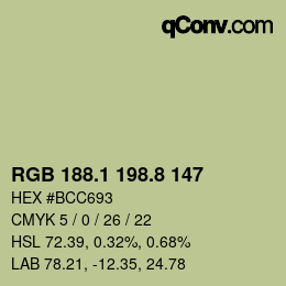 Color code: RGB 188.1 198.8 147 | qconv.com