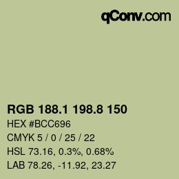 カラーコード: RGB 188.1 198.8 150 | qconv.com