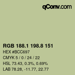Color code: RGB 188.1 198.8 151 | qconv.com