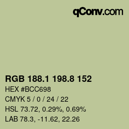 Color code: RGB 188.1 198.8 152 | qconv.com