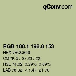 Color code: RGB 188.1 198.8 153 | qconv.com