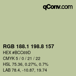 Color code: RGB 188.1 198.8 157 | qconv.com