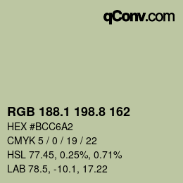 カラーコード: RGB 188.1 198.8 162 | qconv.com
