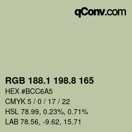 Color code: RGB 188.1 198.8 165 | qconv.com