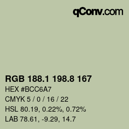Color code: RGB 188.1 198.8 167 | qconv.com
