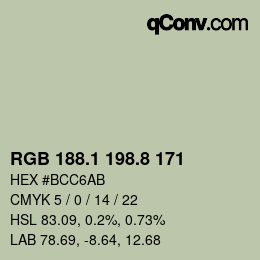 カラーコード: RGB 188.1 198.8 171 | qconv.com