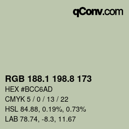 Color code: RGB 188.1 198.8 173 | qconv.com