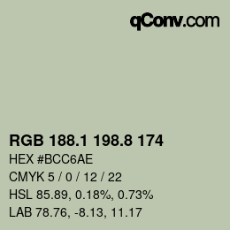 カラーコード: RGB 188.1 198.8 174 | qconv.com