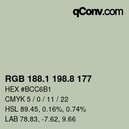 カラーコード: RGB 188.1 198.8 177 | qconv.com