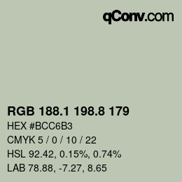 カラーコード: RGB 188.1 198.8 179 | qconv.com