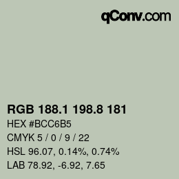 カラーコード: RGB 188.1 198.8 181 | qconv.com