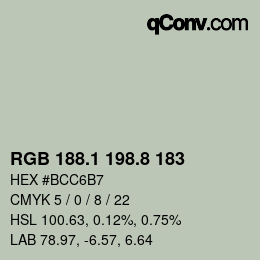 Color code: RGB 188.1 198.8 183 | qconv.com