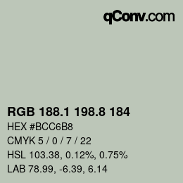 カラーコード: RGB 188.1 198.8 184 | qconv.com