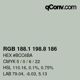 カラーコード: RGB 188.1 198.8 186 | qconv.com