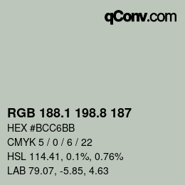 Color code: RGB 188.1 198.8 187 | qconv.com