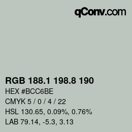 Color code: RGB 188.1 198.8 190 | qconv.com