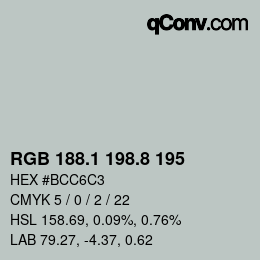 カラーコード: RGB 188.1 198.8 195 | qconv.com