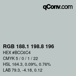カラーコード: RGB 188.1 198.8 196 | qconv.com