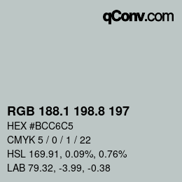 Color code: RGB 188.1 198.8 197 | qconv.com
