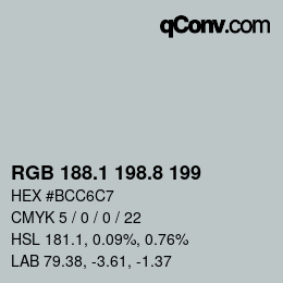 カラーコード: RGB 188.1 198.8 199 | qconv.com