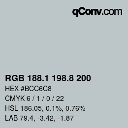 カラーコード: RGB 188.1 198.8 200 | qconv.com