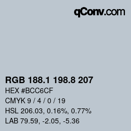 Color code: RGB 188.1 198.8 207 | qconv.com