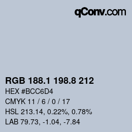 Color code: RGB 188.1 198.8 212 | qconv.com