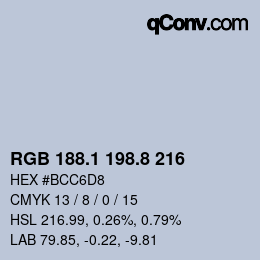 Color code: RGB 188.1 198.8 216 | qconv.com