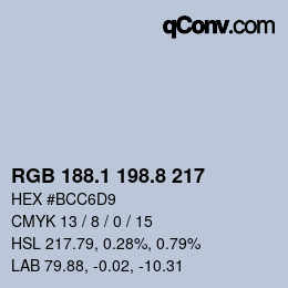 Color code: RGB 188.1 198.8 217 | qconv.com