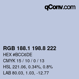 Farbcode: RGB 188.1 198.8 222 | qconv.com