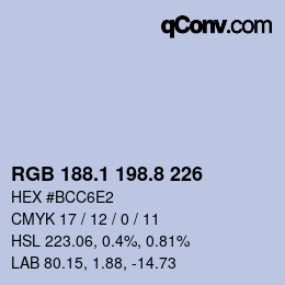 Color code: RGB 188.1 198.8 226 | qconv.com