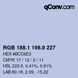 Color code: RGB 188.1 198.8 227 | qconv.com