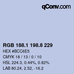 Color code: RGB 188.1 198.8 229 | qconv.com