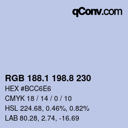 Color code: RGB 188.1 198.8 230 | qconv.com