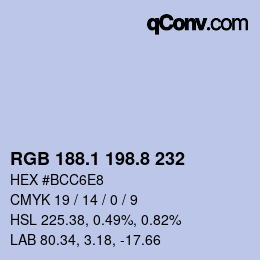 カラーコード: RGB 188.1 198.8 232 | qconv.com