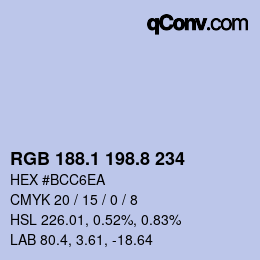 カラーコード: RGB 188.1 198.8 234 | qconv.com