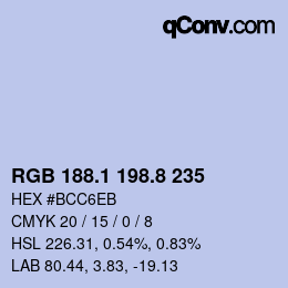 Color code: RGB 188.1 198.8 235 | qconv.com