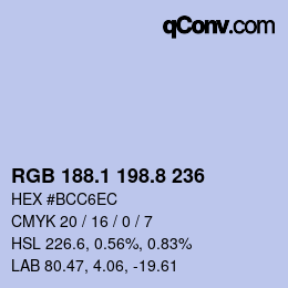 Color code: RGB 188.1 198.8 236 | qconv.com